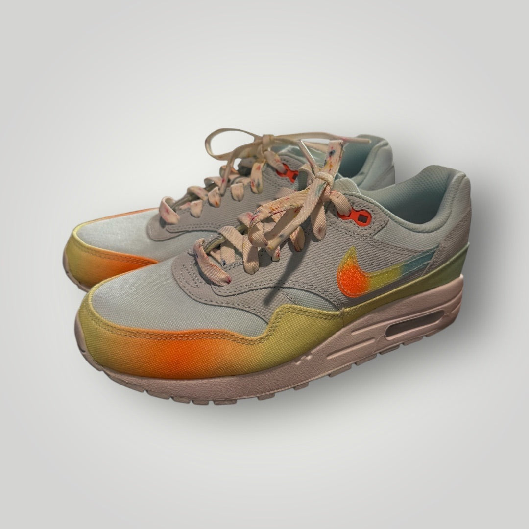 Baby blue with pastel yellow & orange accents Nike Air Max Sneakers (Baby Blue Colorway), 6.5
